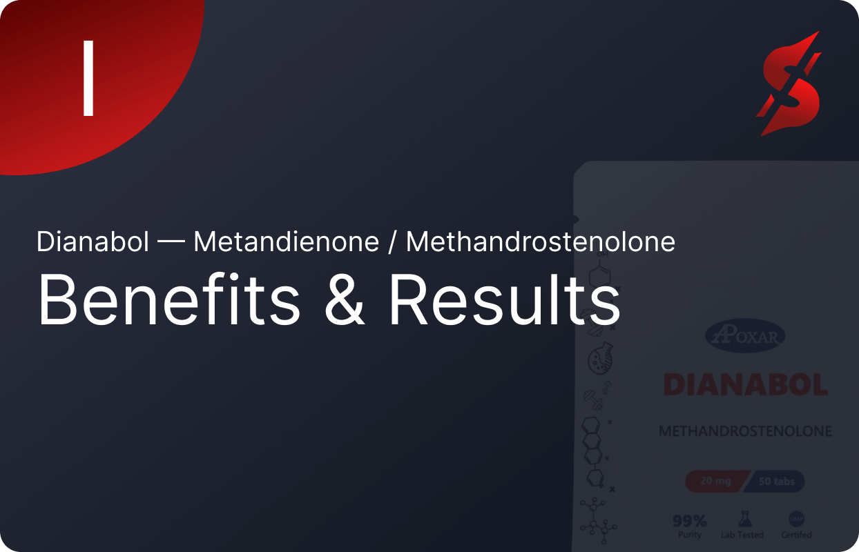 Pack of Dianabol, Dbol anabolic steroid, with the words Benefits and Results, made by SteroidsCanada